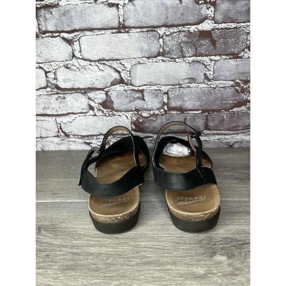 Dansko Rowan Black Leather Waxy MaryJane Closed Toe Sandal Women sz 38EU/7.5M US - Picture 5 of 16